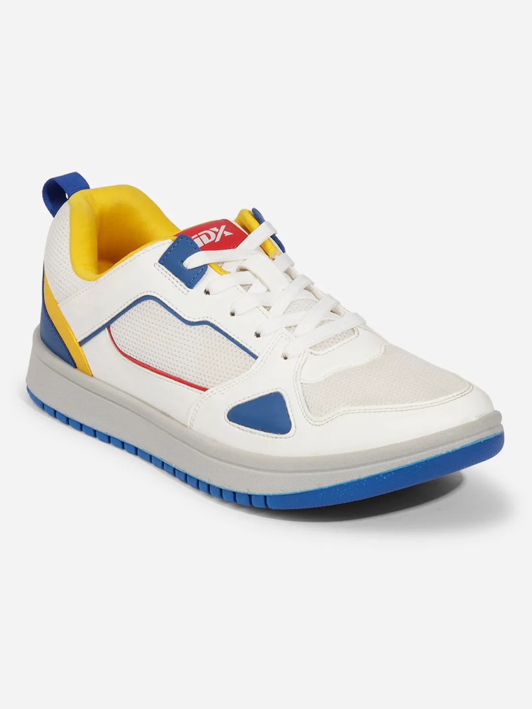 Secure Lace Loops Men's White Blue Lace Up Sneakers (IX6011)