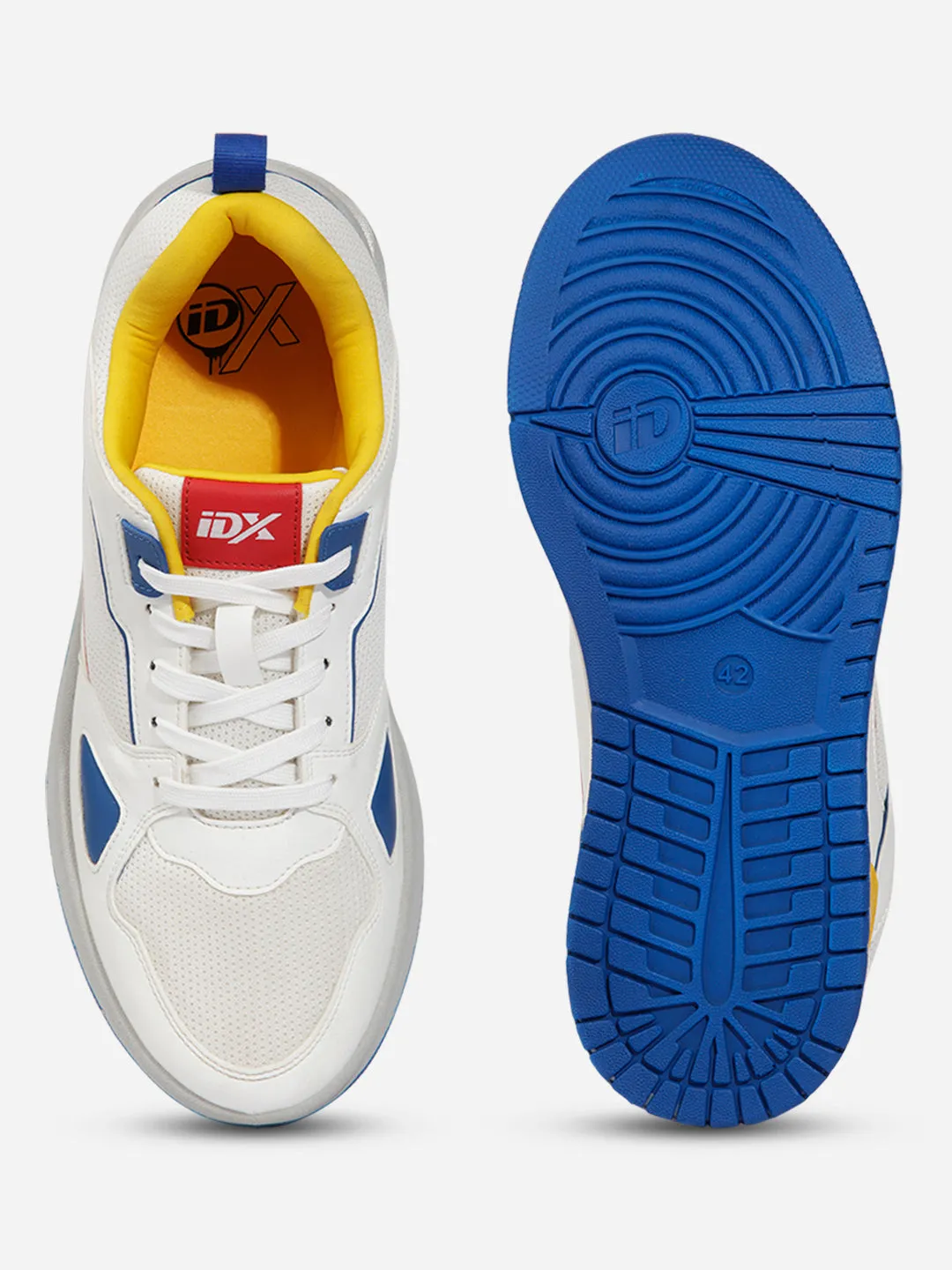 All terrain Ventilation Tech Men's White Blue Lace Up Sneakers (IX6011)