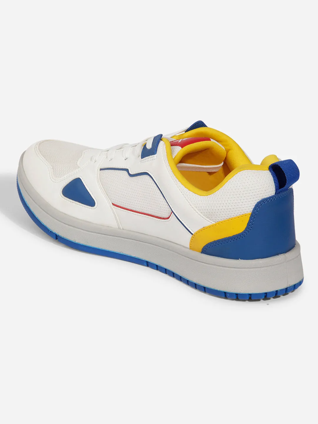 Slip Assist Lifestyle Athlete Men's White Blue Lace Up Sneakers (IX6011)