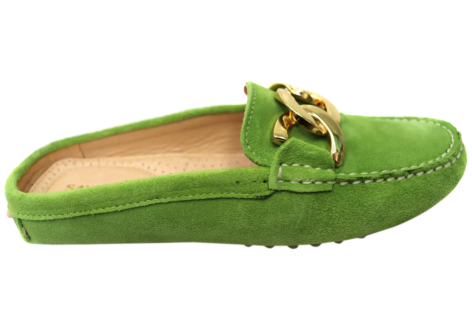 Savelli Paula Womens Brazilian Leather Closed Toe Open Back Mules Supportive Fit River Trek
