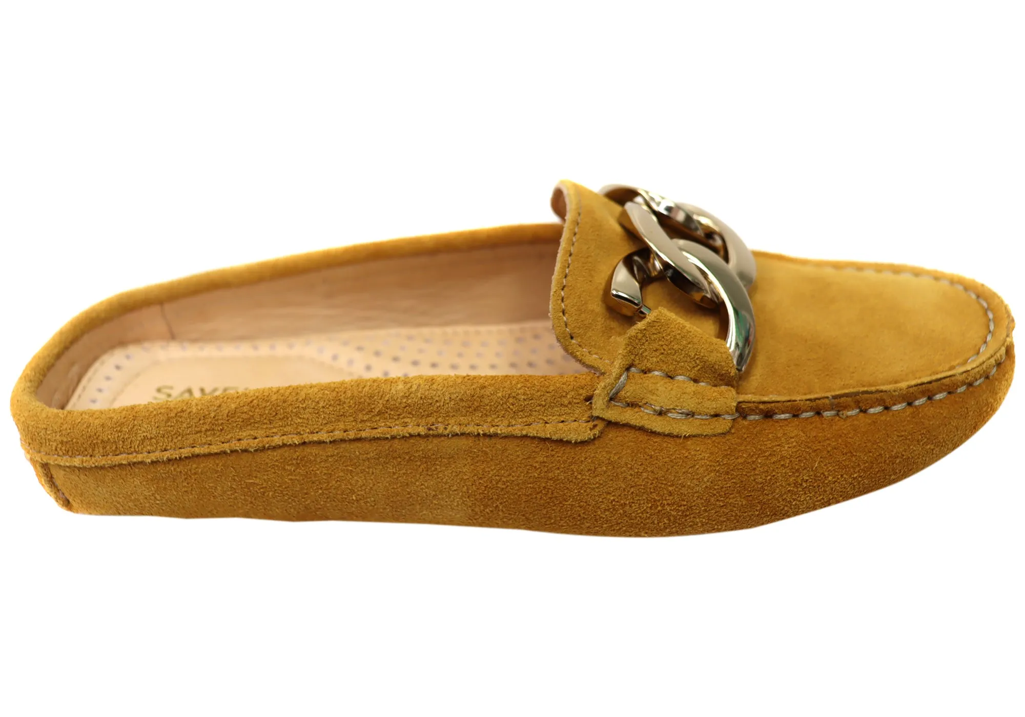Savelli Paula Womens Brazilian Leather Closed Toe Open Back Mules City Stroll Step Free