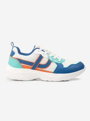 Men's Colourblocked White Lace Up Sneakers (IX7129) All-day arch support Abrasion resistant
