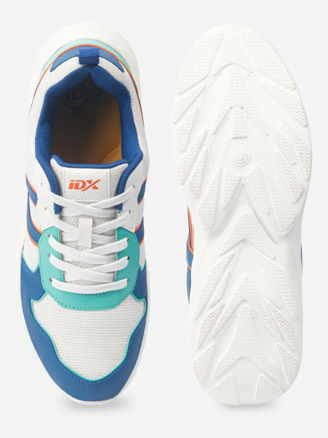 Men's Colourblocked White Lace Up Sneakers (IX7129) AntiOdorTreatment