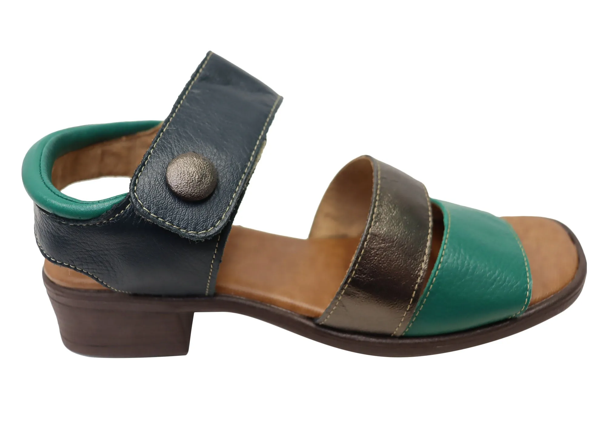 Balatore Daphe Womens Comfortable Brazilian Leather Low Heel Sandals Trendy