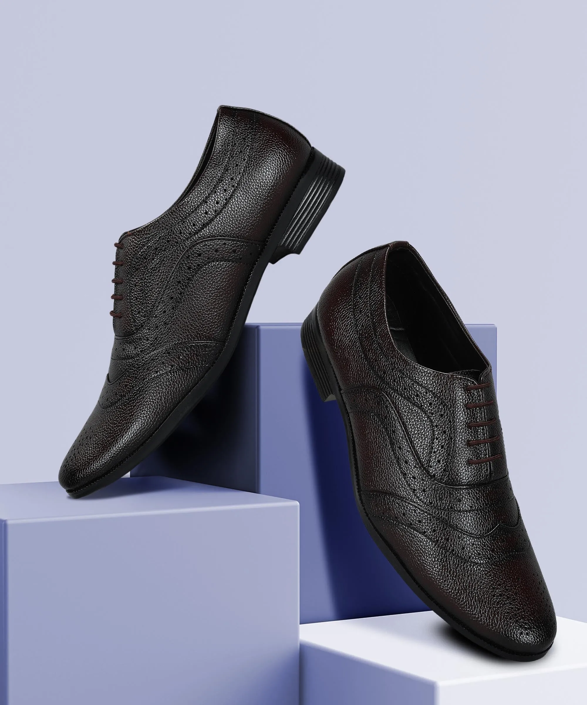 Posture Focus Paragon Men's Brown Formal Shoes| Trendy, Durable & Sturdy for Outdoor Wear