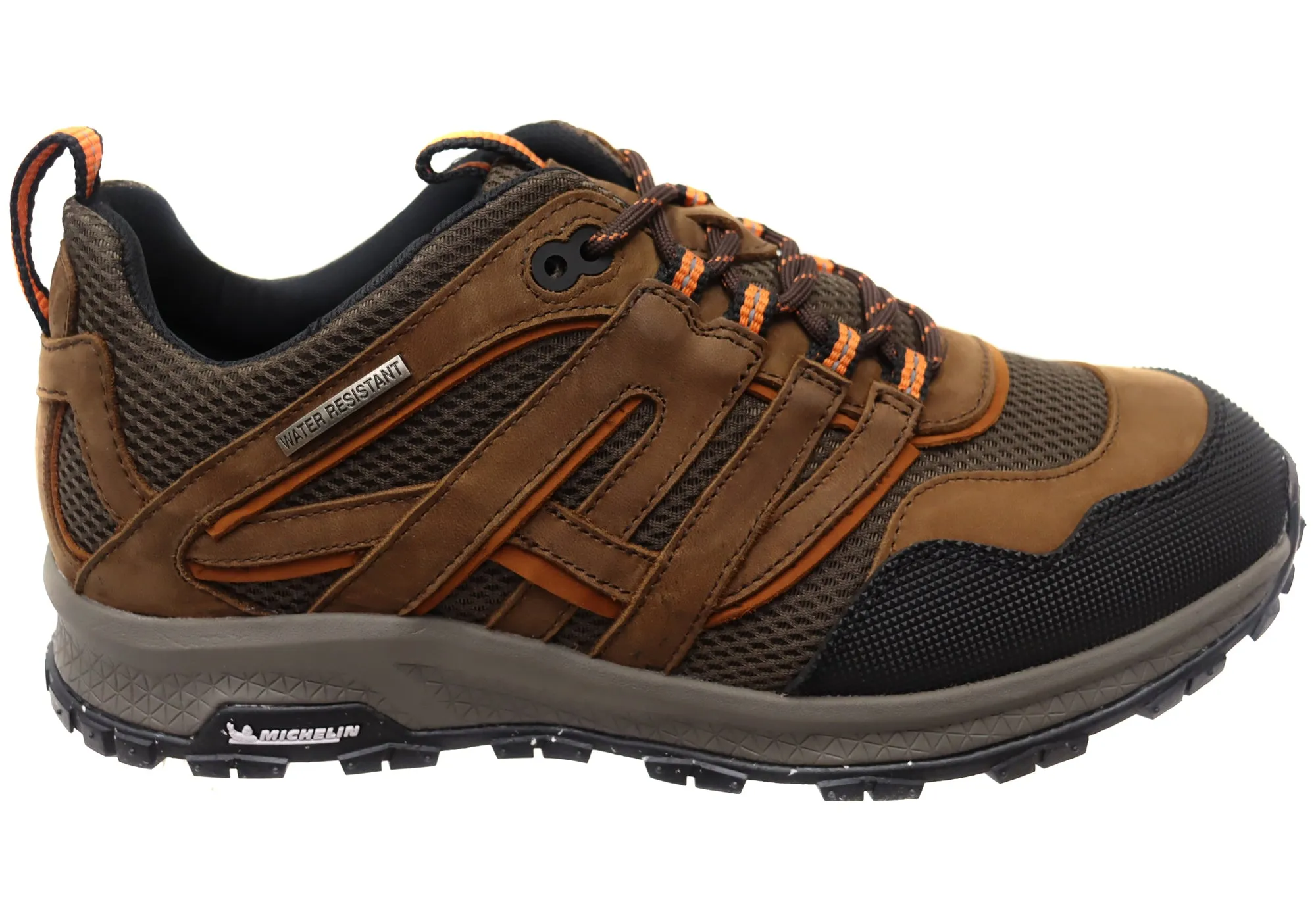 Hush Puppies Koodoo Mens Brown Comfortable Leather Lace Up Shoes Mesh Fabric Anti Torsion System