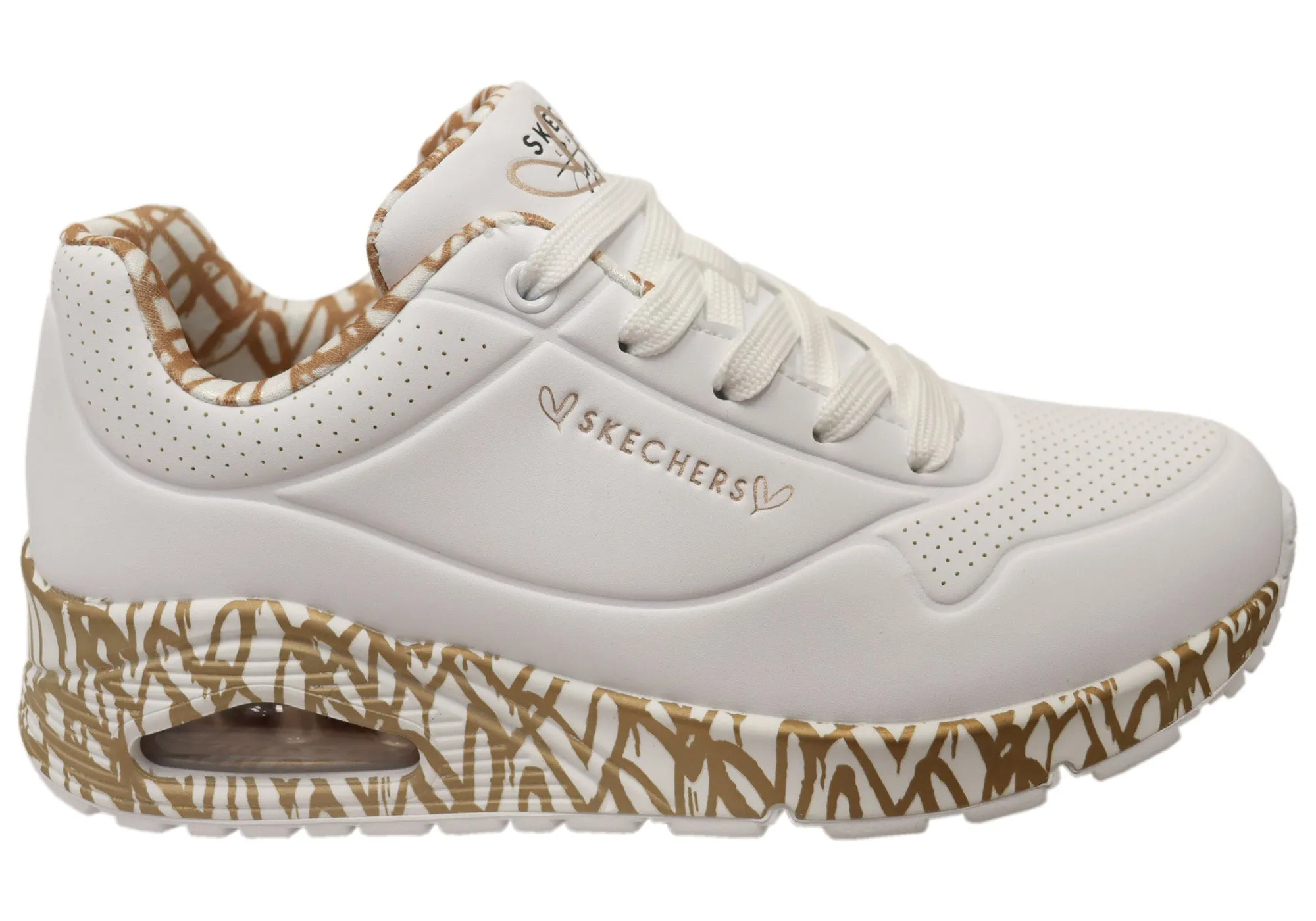 Skechers Womens Skechers x JGoldcrown Uno Loving Love Shoes Comfort Laces