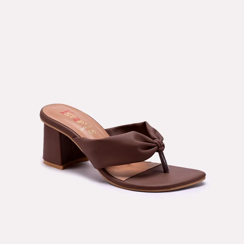 warm glow Brown Womens Block Heel Casual Slippers 0413392