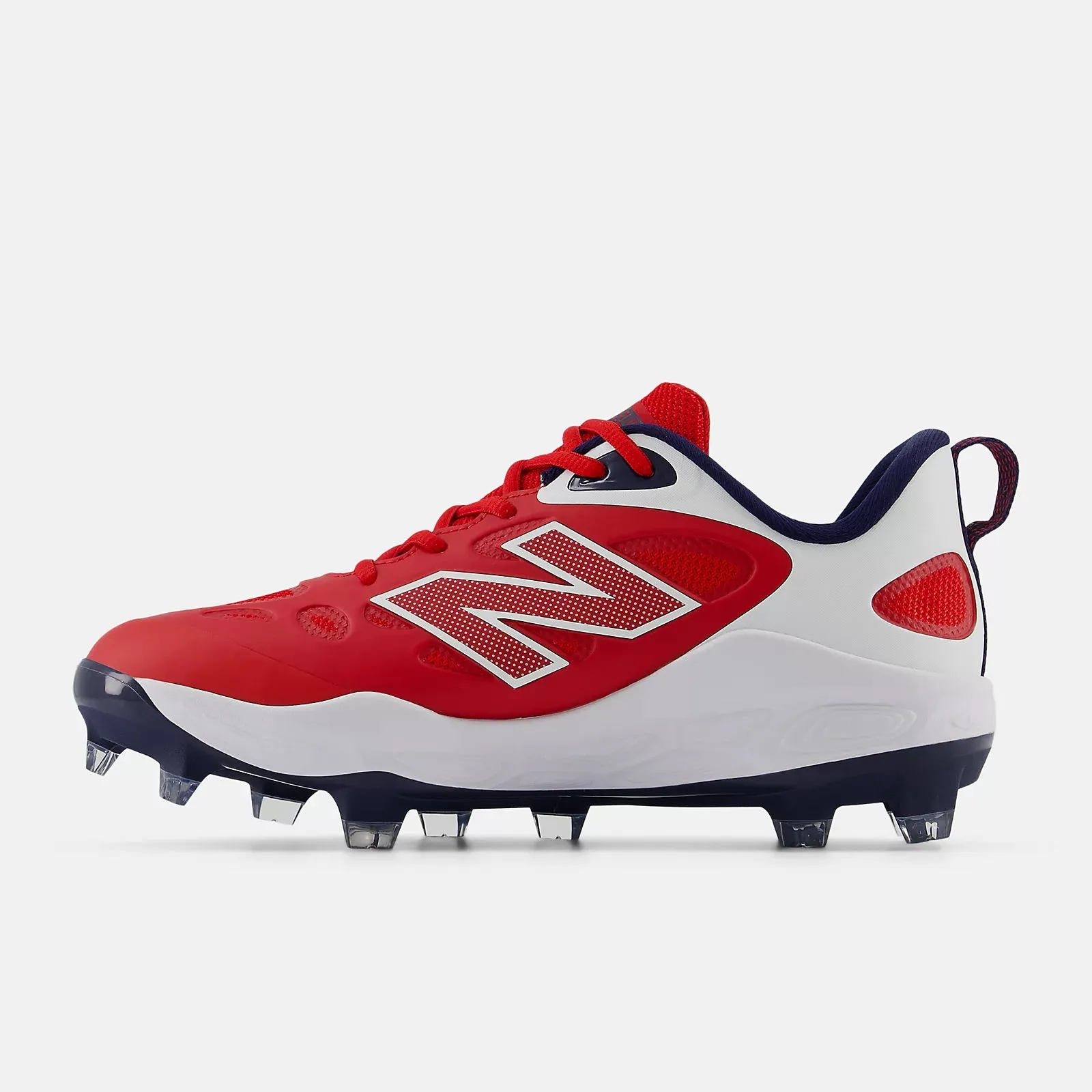 New Balance Women's Fresh Foam X Velo v4 Molded Softball Cleats - Red/White SPVELOU4 Modern Action Ready