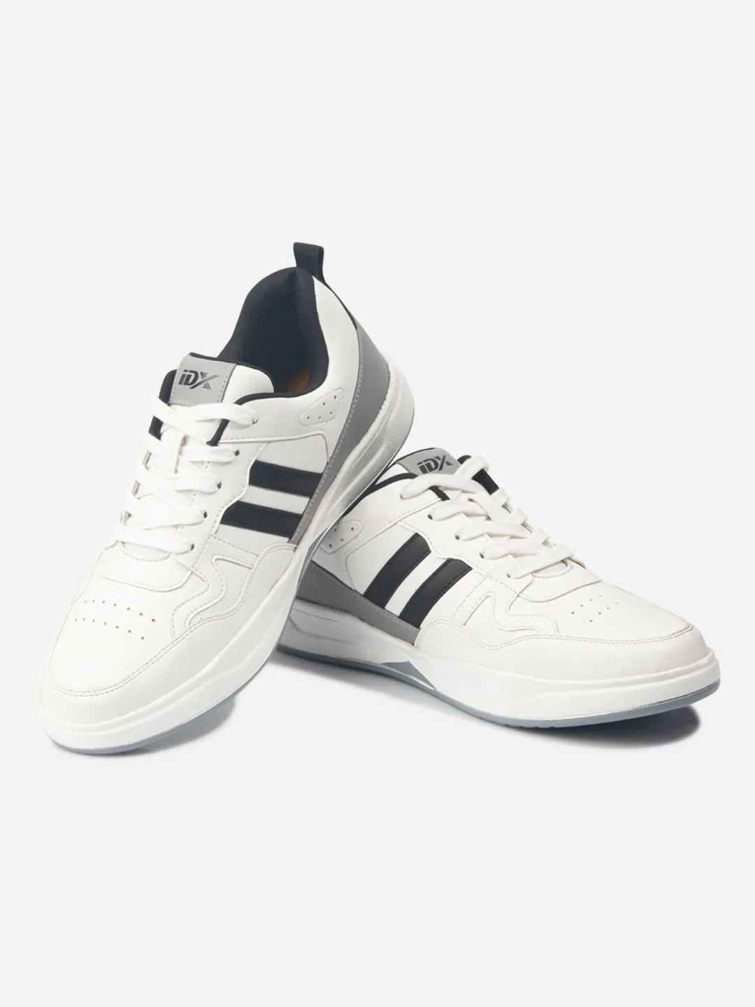 Men's White Lace Up Sneakers (IX6017) Anti   Fatigue