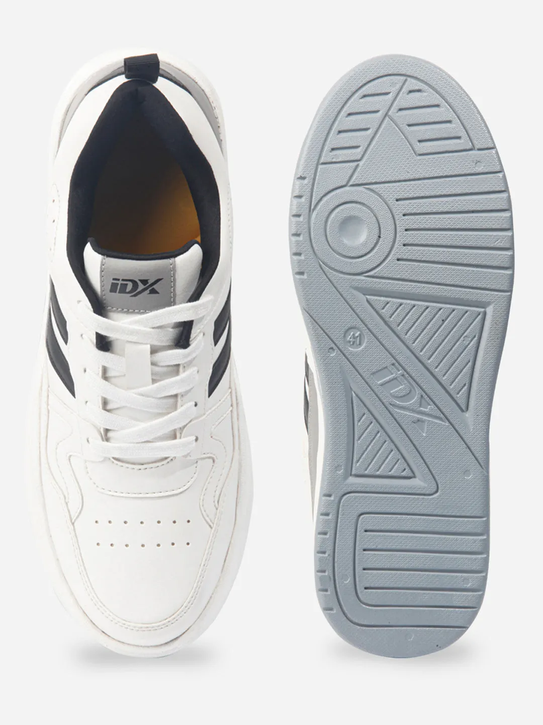 Men's White Lace Up Sneakers (IX6017) Neutral Look
