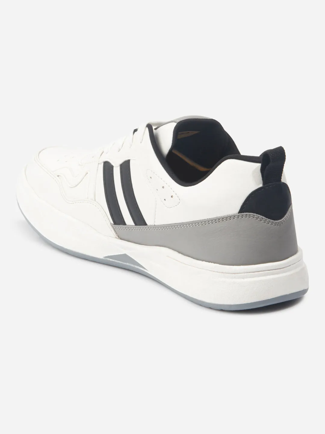 Cushioned Ankle Support Men's White Lace Up Sneakers (IX6017)