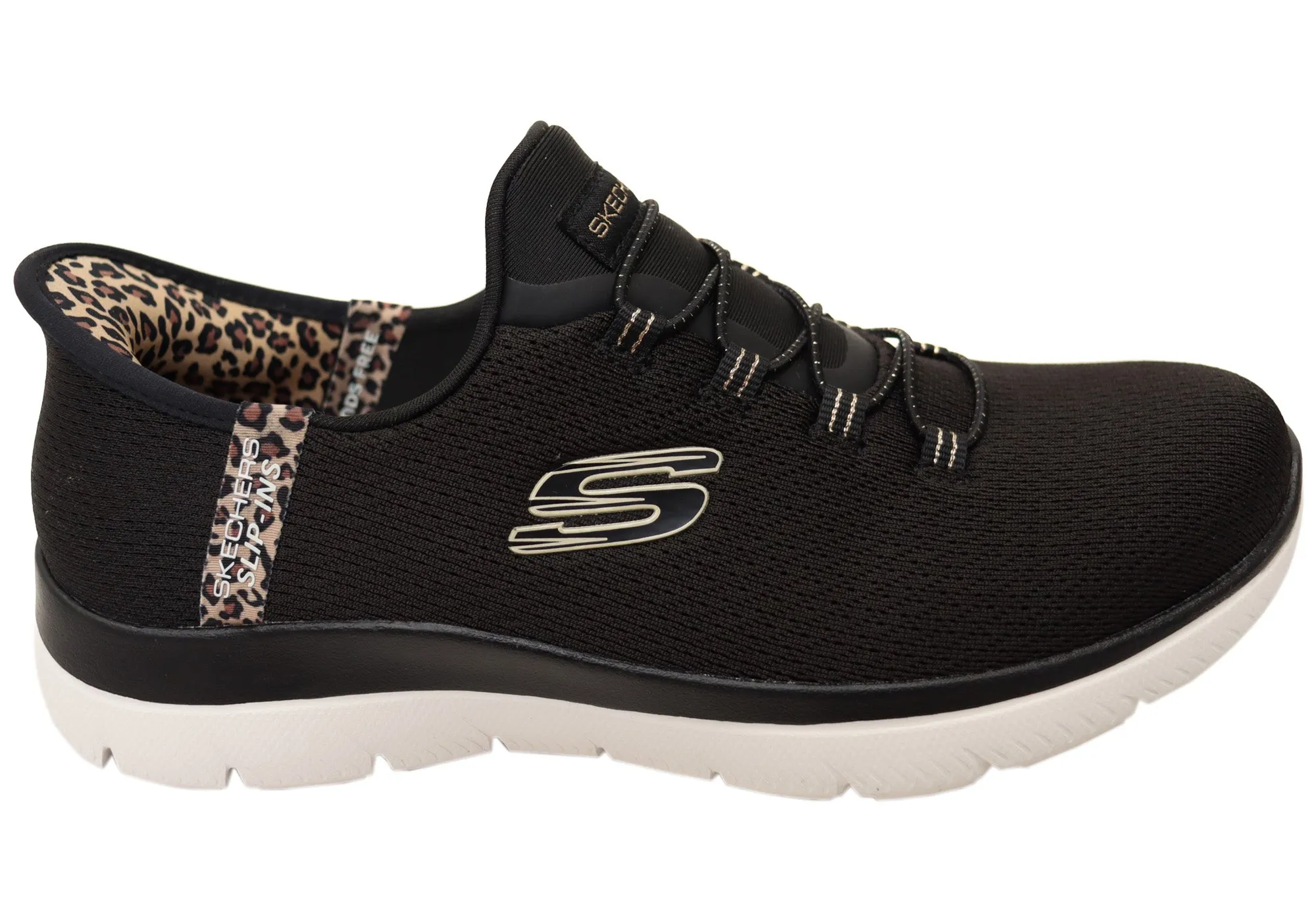 Skechers Womens Slip Ins Summits Leopard Chic Comfortable Shoes Odor Resistant Insole
