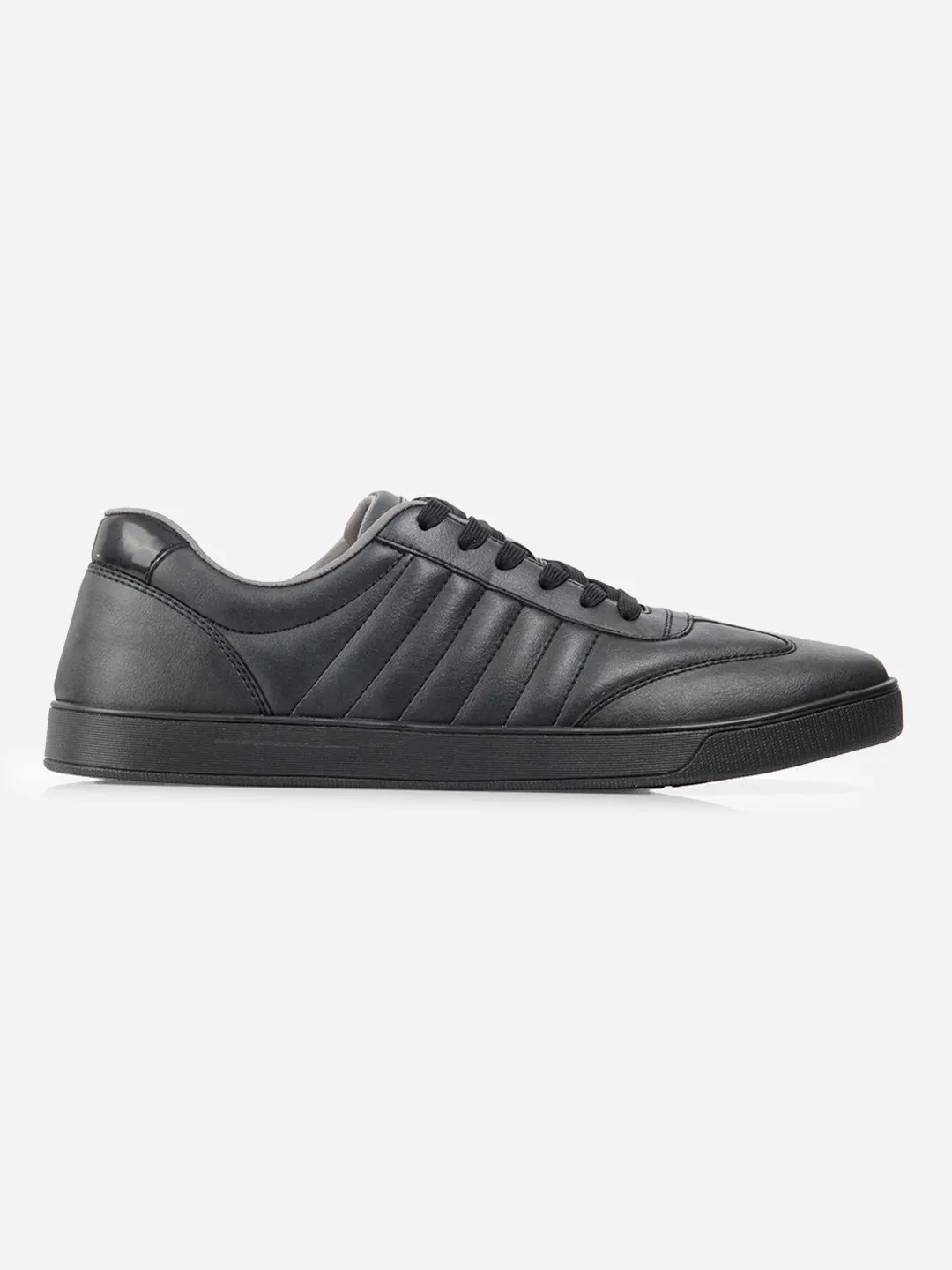 Cushioned Ankle Support Recovery Walk Men's Black Lace Up Sneakers IX6020