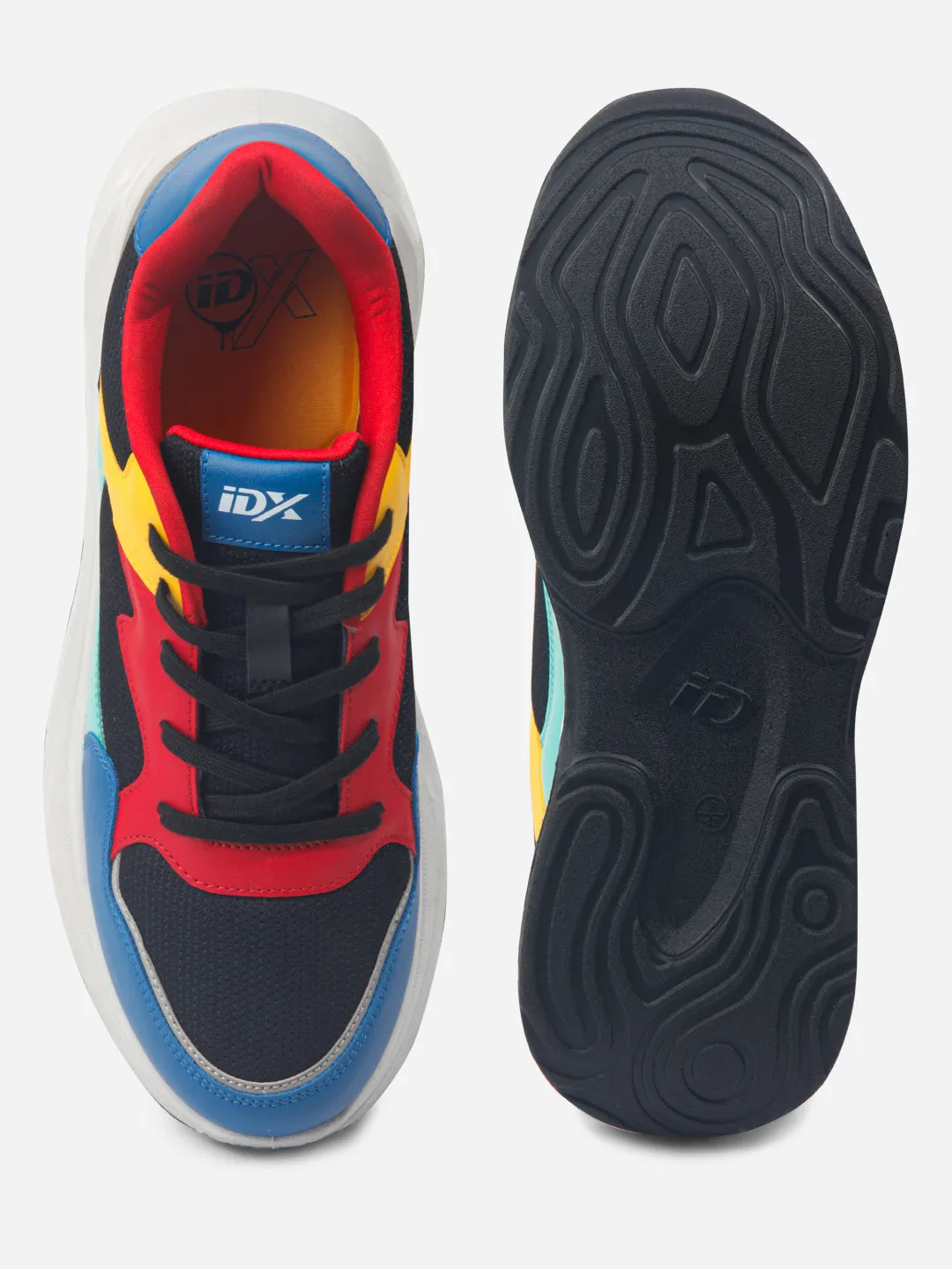 Men's Colourblocked Lace Up Sneakers (IX1065) Asymmetric Lacing All Day Wear Comfort