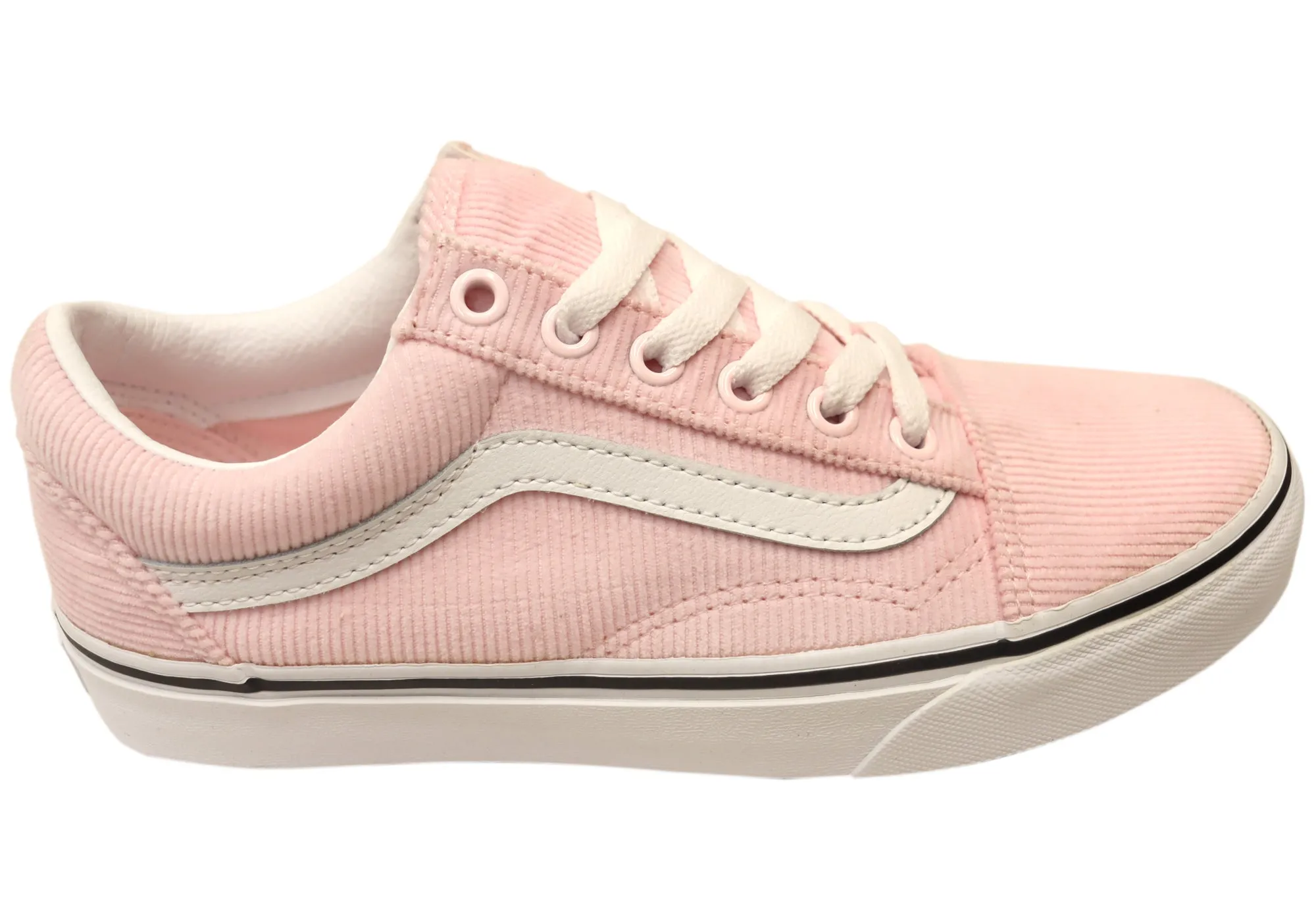 Vans Womens Old Skool Mini Cord Pink Comfortable Lace Up Sneakers Ventilated Upper