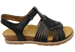 Pool Fun Comfortiva Gladia Womens Comfort Footbed Wide Fit Leather Sandals