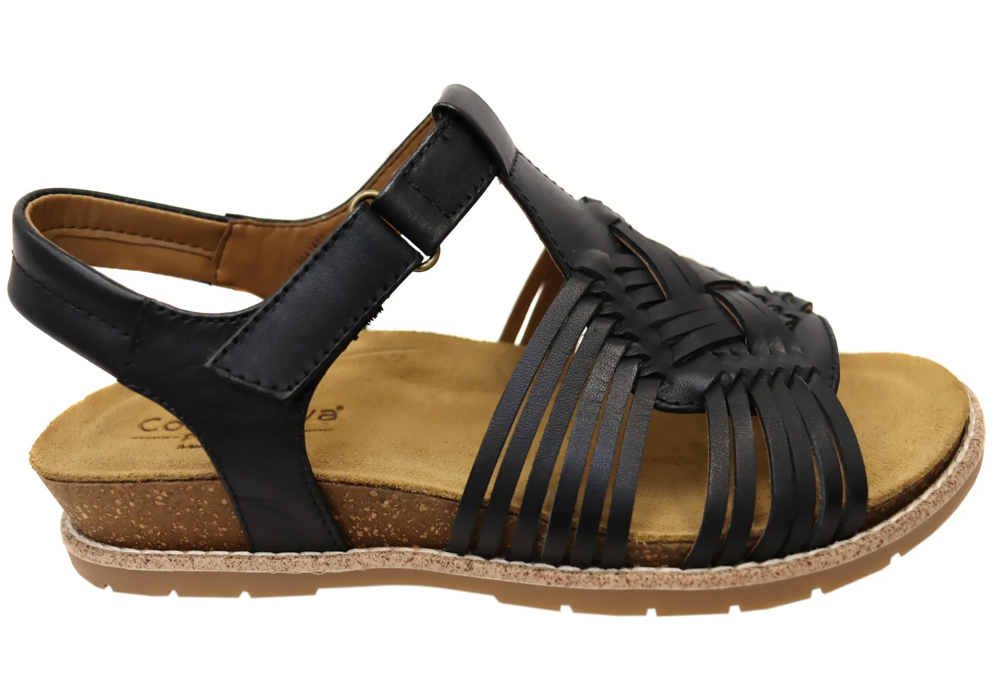 Full Range Comfortiva Gladia Womens Comfort Footbed Wide Fit Leather Sandals