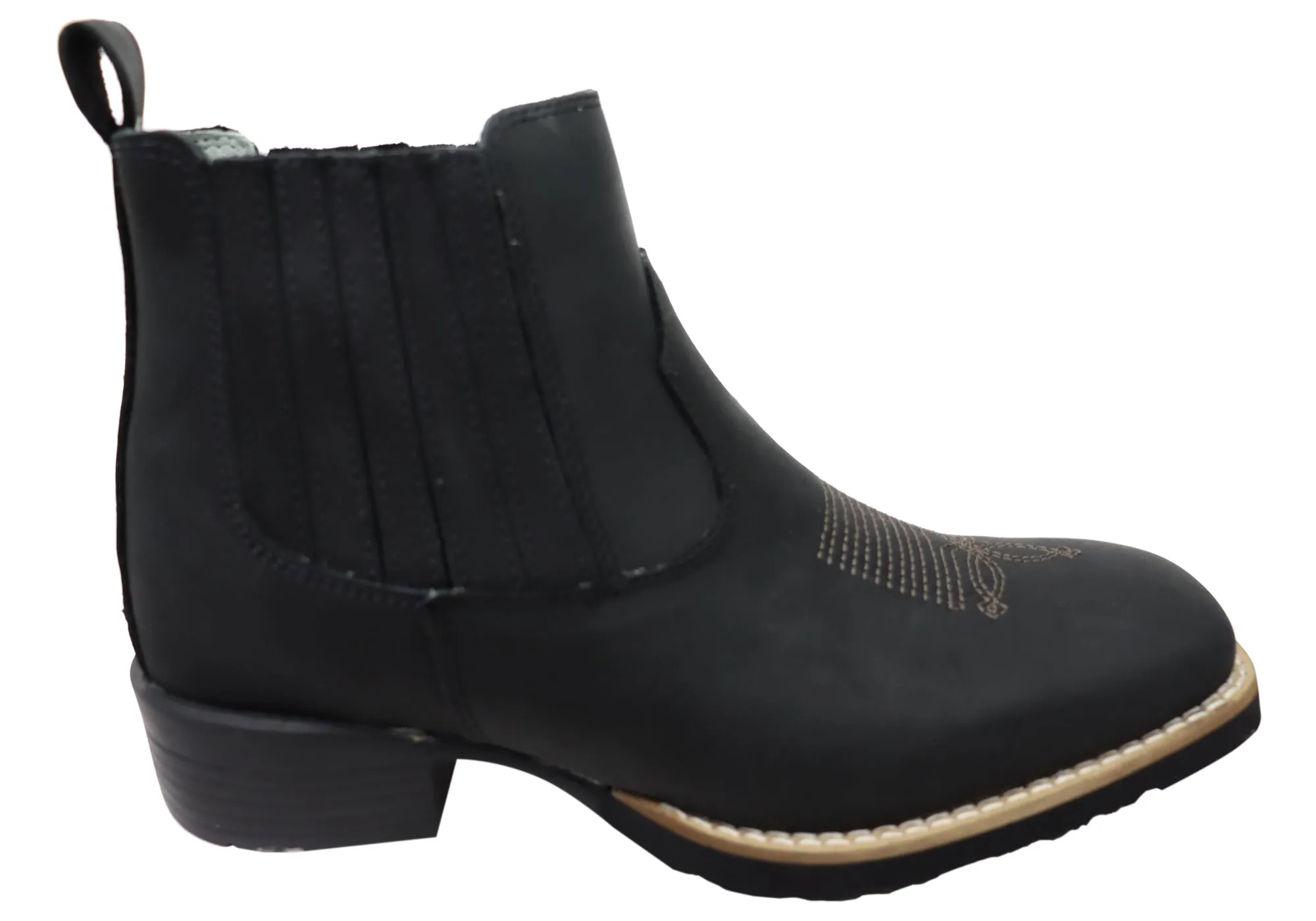 All Season Low Profile Rough Terrain D Milton Orleans Mens Comfortable Leather Western Cowboy Chelsea Boots