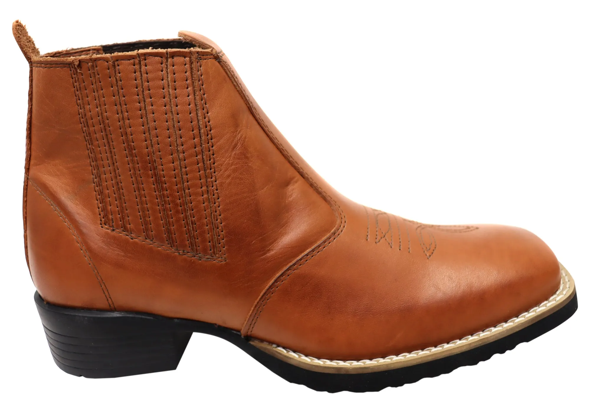 D Milton Orleans Mens Comfortable Leather Western Cowboy Chelsea Boots Feather Light Weather Resistant User