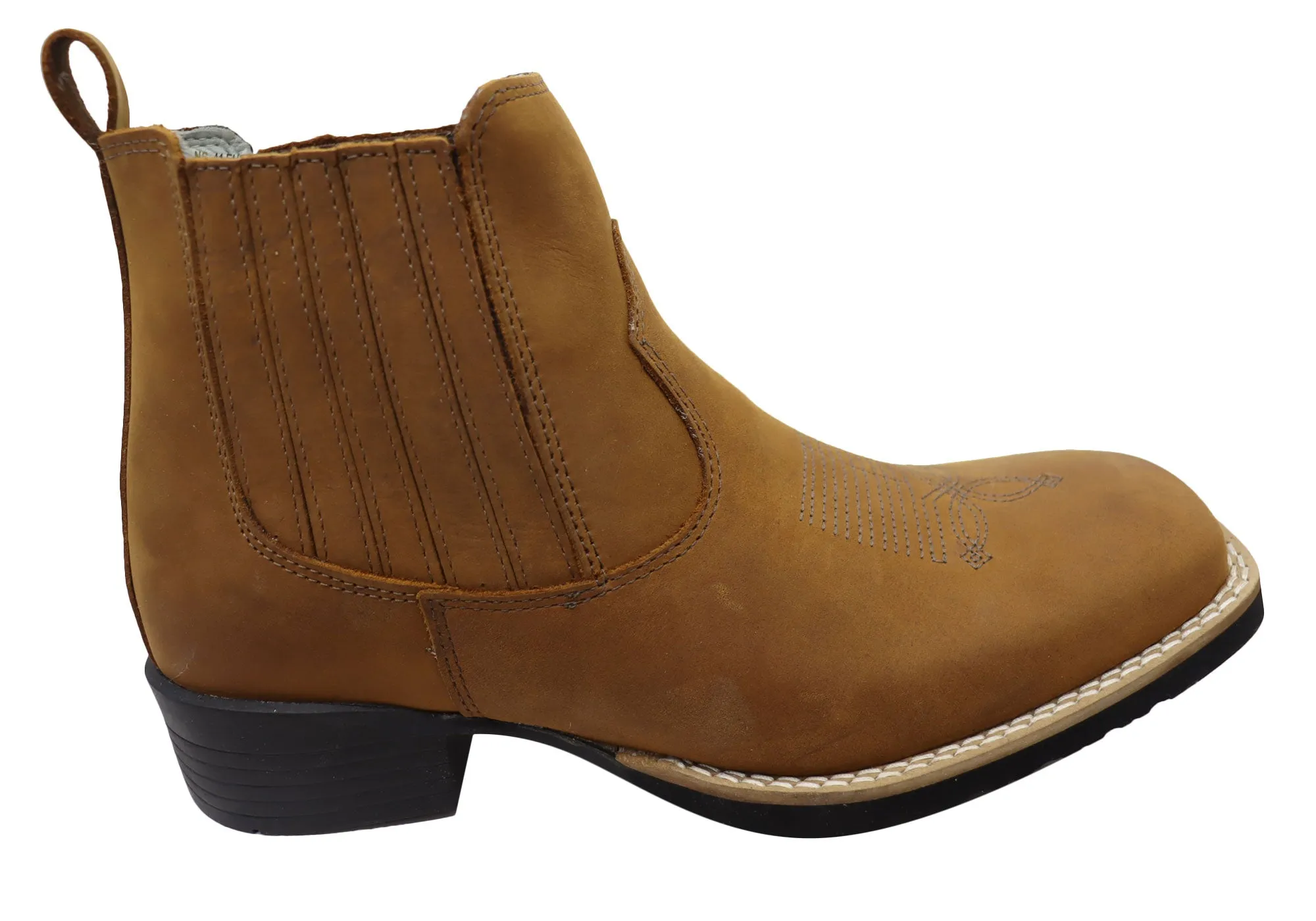 D Milton Orleans Mens Comfortable Leather Western Cowboy Chelsea Boots Casual Footwear Firm Hold