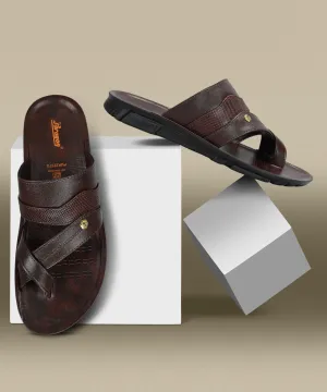 Paragon Men's Slip-on Brown Sandals for Men | Comfortable Sole & Durable Non-Slip Shoes