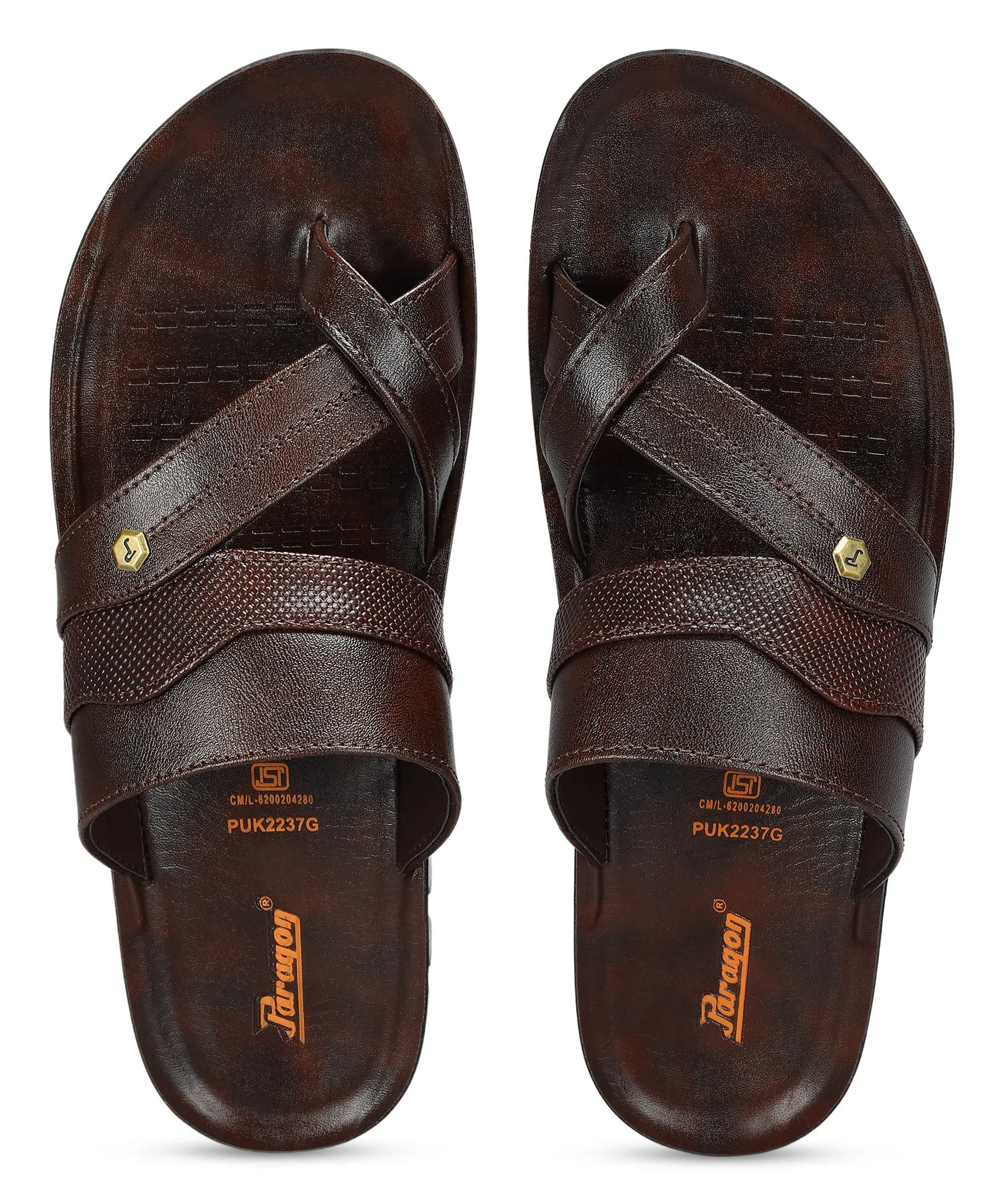 Paragon Men's Slip-on Brown Sandals for Men | Comfortable Sole & Durable Ribbon Tie