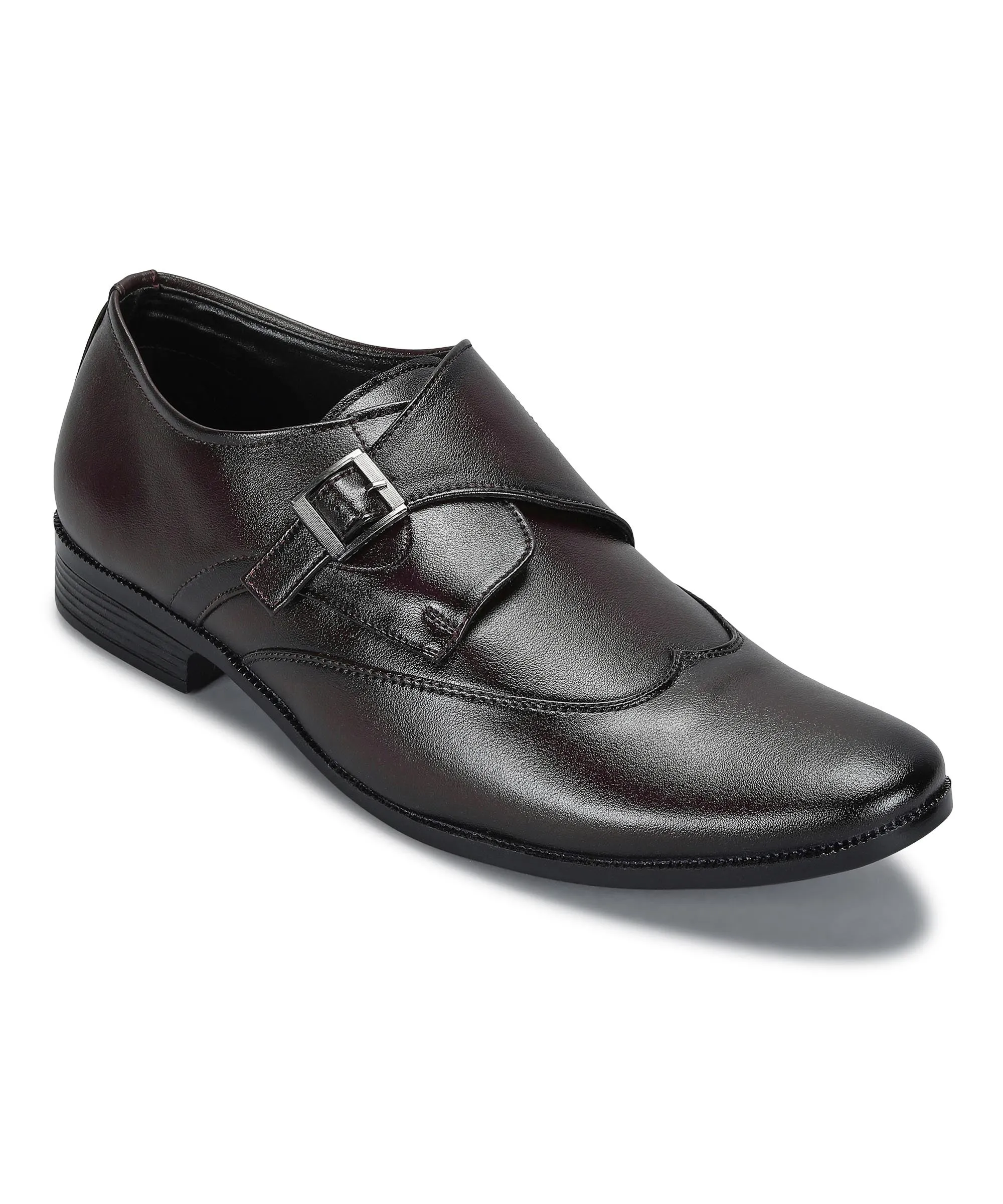 Paragon Men's Brown Formal Shoes with Buckle| Durable & Sturdy for Outdoor Wear Center Fit