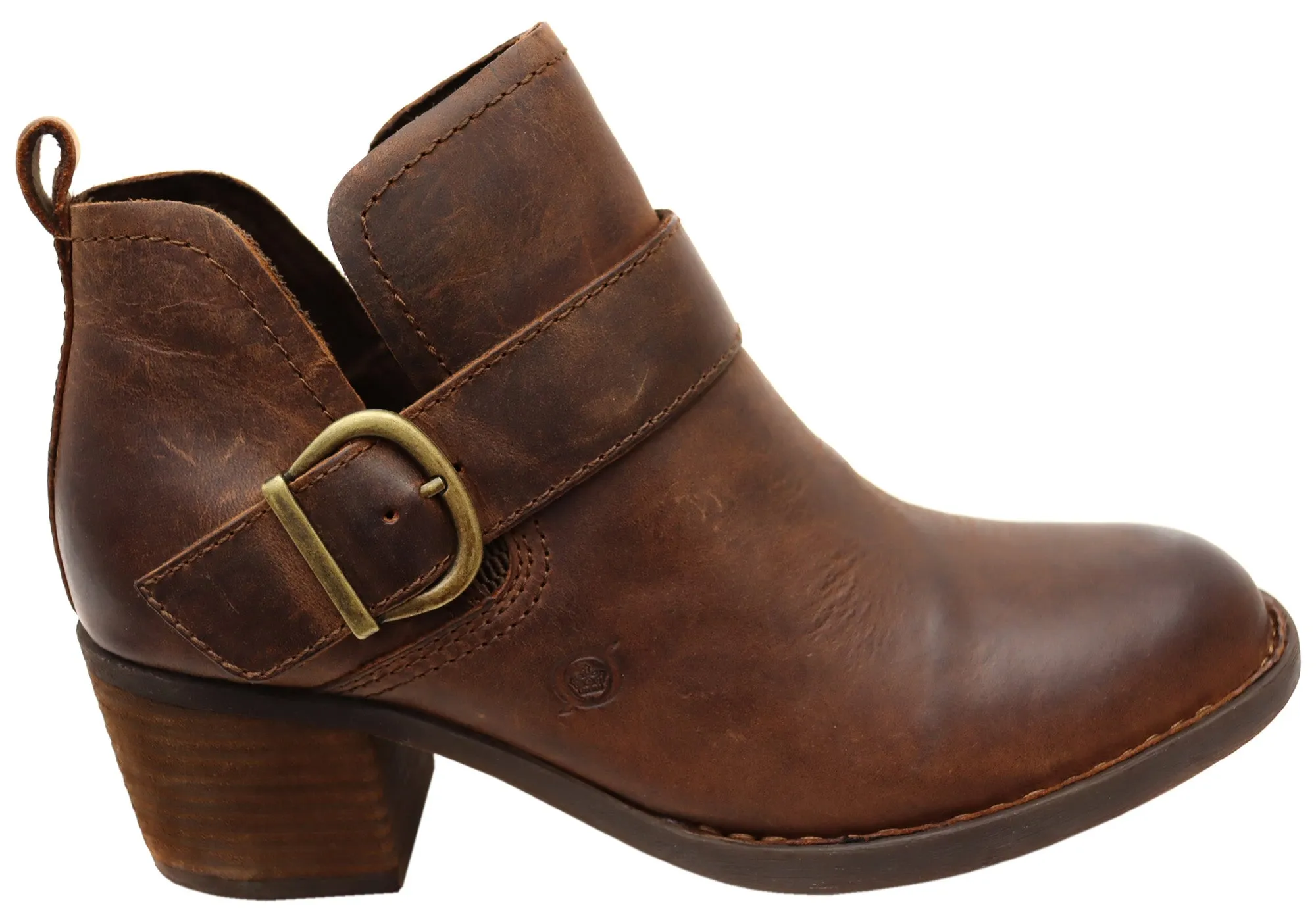 Born Royce Womens Comfortable Leather Mid Heel Ankle Boots Reinforced Form Weekend Wanderer