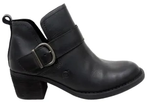 Born Royce Womens Comfortable Leather Mid Heel Ankle Boots Comfort Lining Windy Weather Comfortable Heel