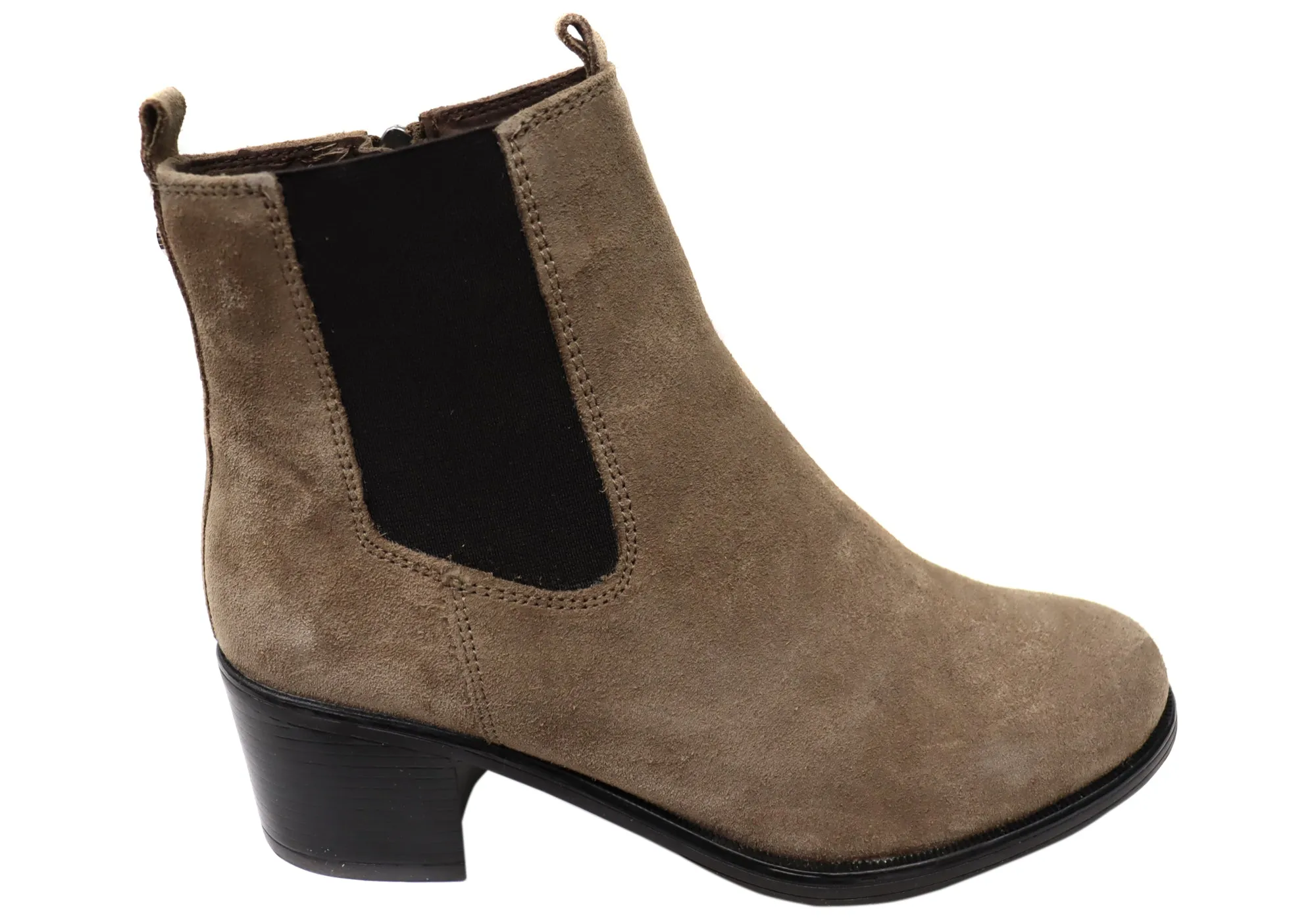 Caprice Jade Womens Comfort Mid Heel Leather Wide Fit Ankle Boots Air Move Seamless Style