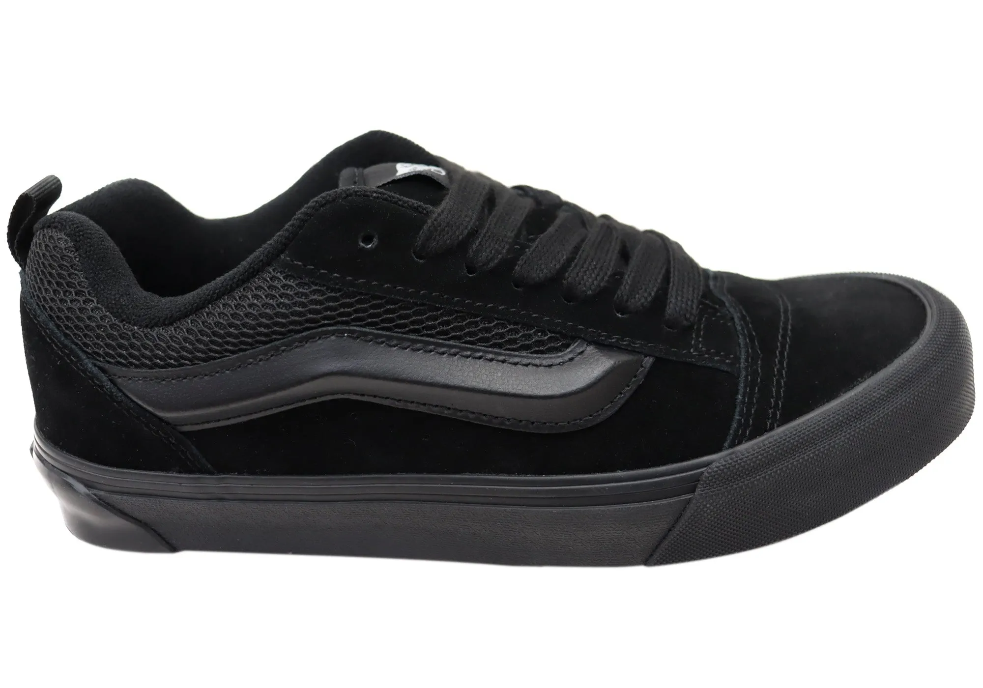 No Tie Vans Knu Skool Unisex Comfortable Lace Up Sneakers Black Black