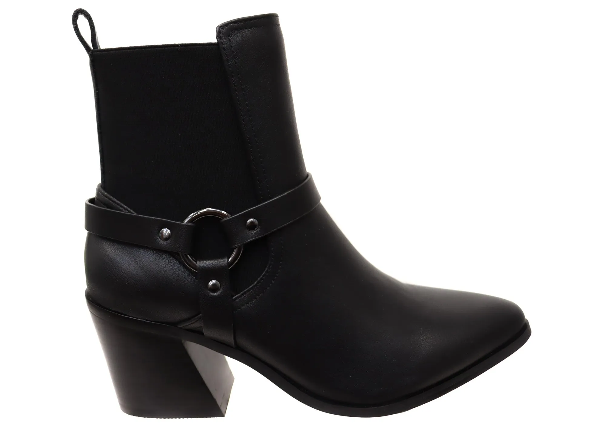 Indie Core Active Lifestyle Hush Puppies Vala Harness Womens Leather Mid Heel Ankle Boots