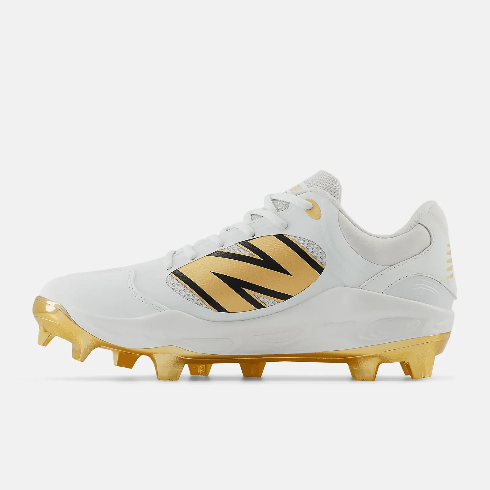Space Vibe Calm Step New Balance Men's Fresh Foam 3000 v7 Molded Baseball Cleats - White/Gold - PL3000L7