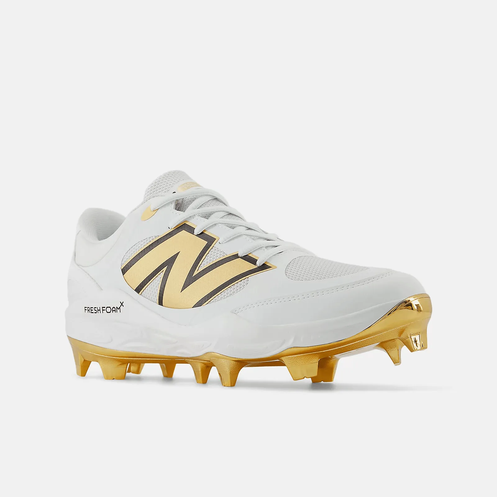 senior care Durable Material New Balance Men's Fresh Foam 3000 v7 Molded Baseball Cleats - White/Gold - PL3000L7
