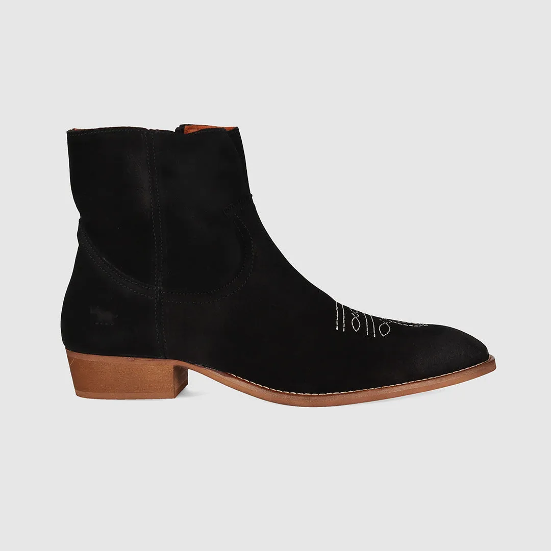 Ziggy Chelsea Boot Black Suede Leopard Tone