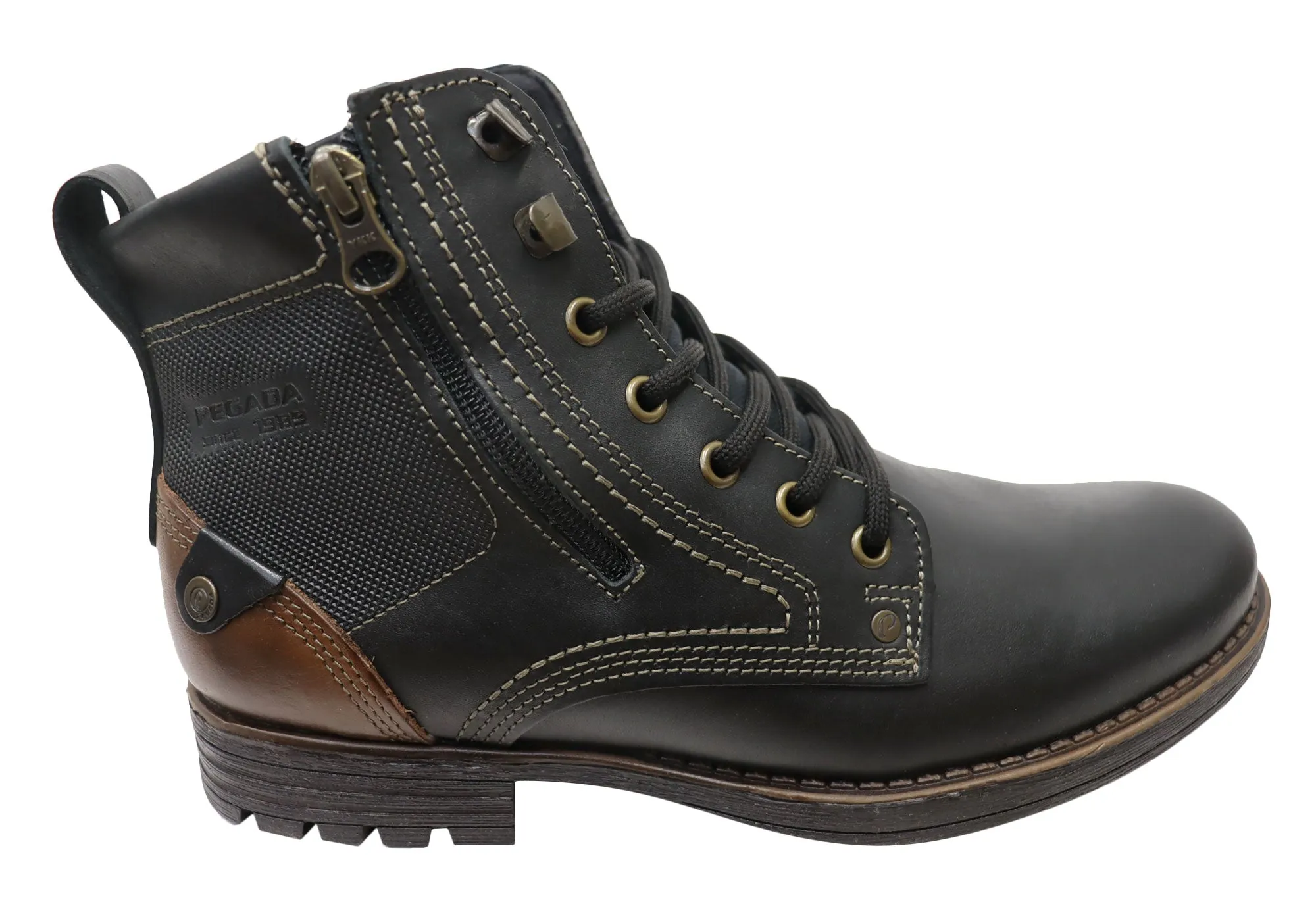 Pegada Diago Mens Comfortable Leather Boots Made In Brazil Trail Strength Heavy Duty Support
