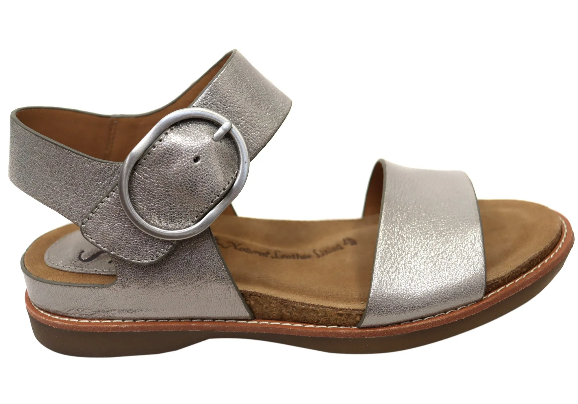 Sofft Bali Womens Leather Sandals With Cushioned Comfort Footbed Modern Steps