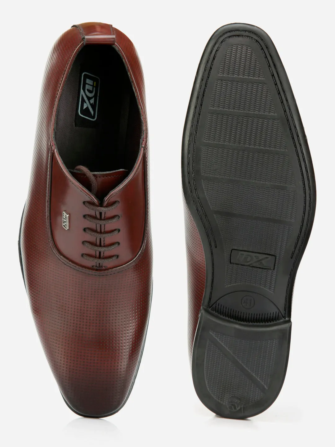 Men's Wine Texture Finish Lace Up Formal (IX2031) Taper Shape Heel Support