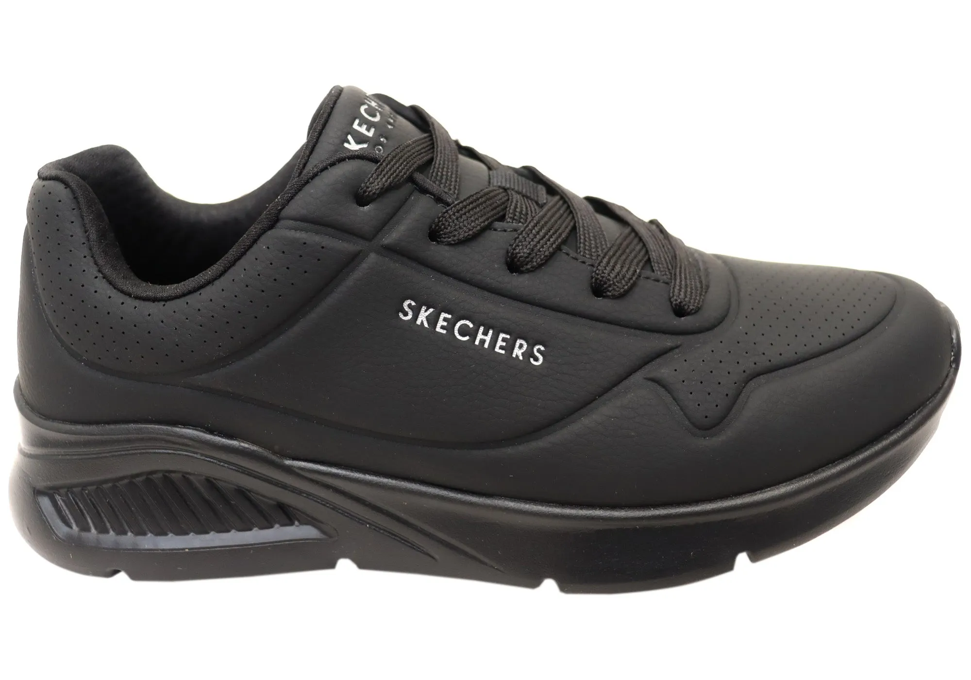 Non Restrictive Collar Padding Anti Slip Traction Skechers Mens Uno Lite Lite Work Comfortable Lace Up Shoes