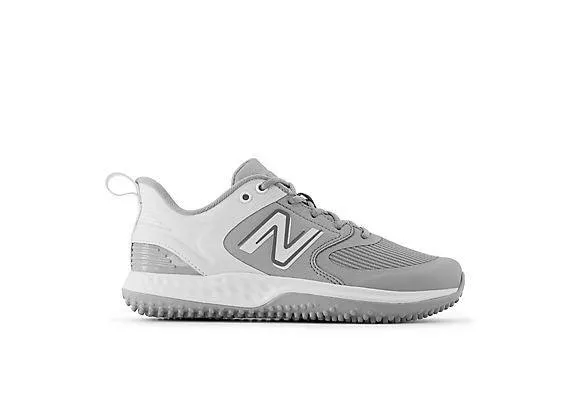 King Strong New Balance Women's VELO v3 Turf Softball Shoes - Grey with White - STVELOG3