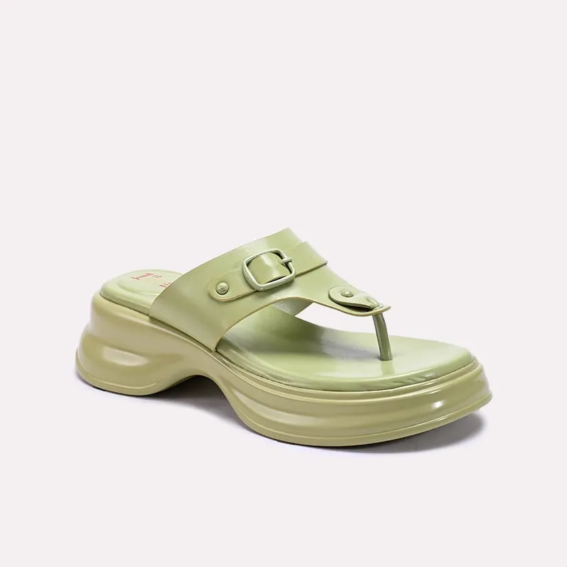 Comfort Wedge School Style Green Chunky Flip Flops 0412902
