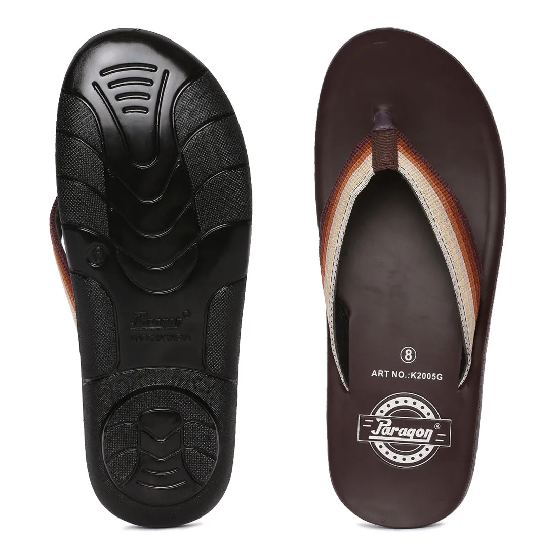 Dressy Faux Leather Paragon  K2005G Men Stylish Lightweight Flipflops | Casual & Comfortable Daily-wear Slippers for Indoor & Outdoor | For Everyday Use