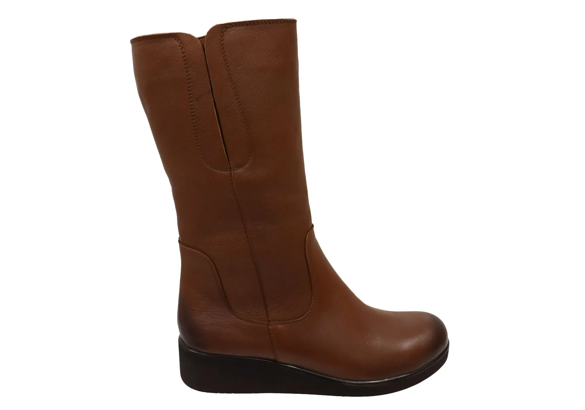 Street Fashion Orizonte Collas Womens European Comfortable Leather Mid Calf Boots