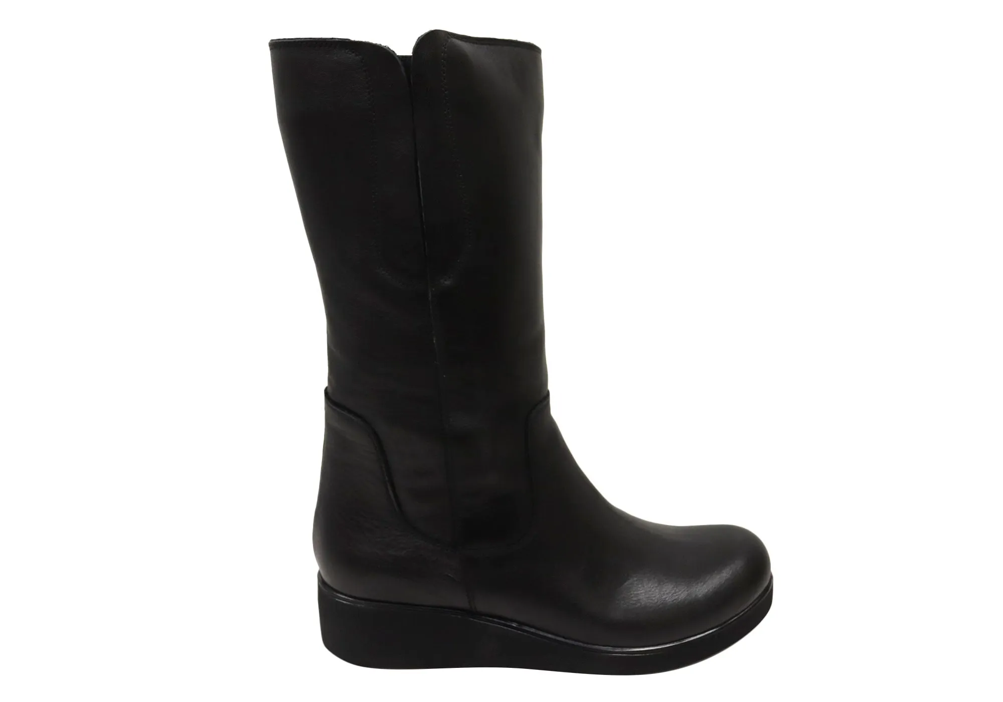 Orizonte Collas Womens European Comfortable Leather Mid Calf Boots Waterproof Stylish Explorer