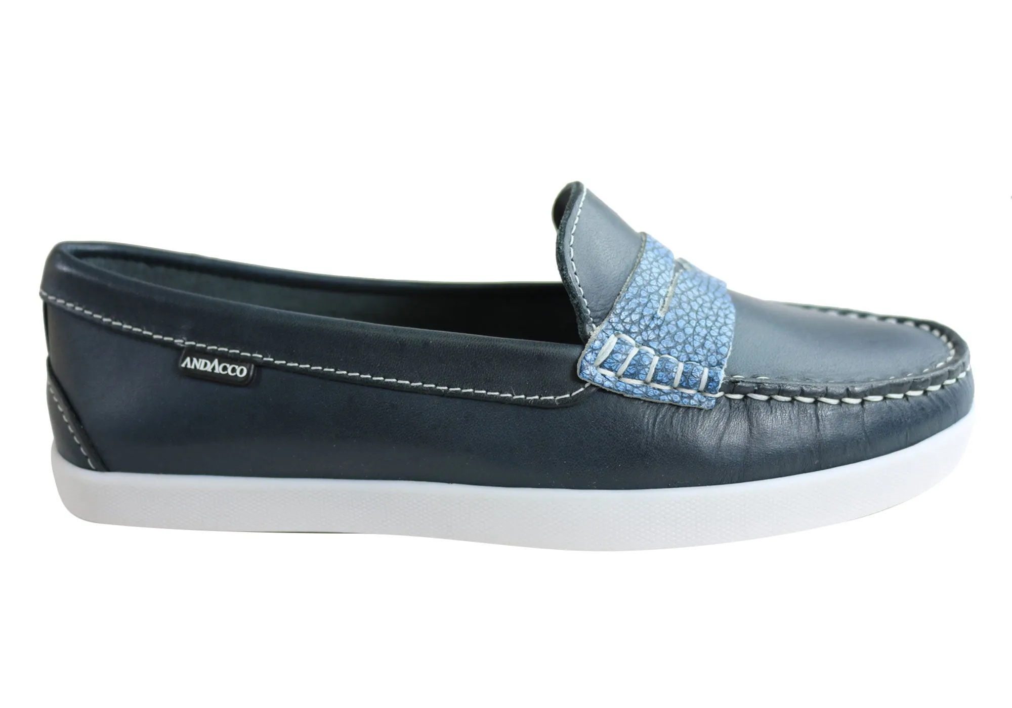Street Walk Classic Design Andacco Millie Womens Comfortable Flat Leather Loafers Made In Brazil