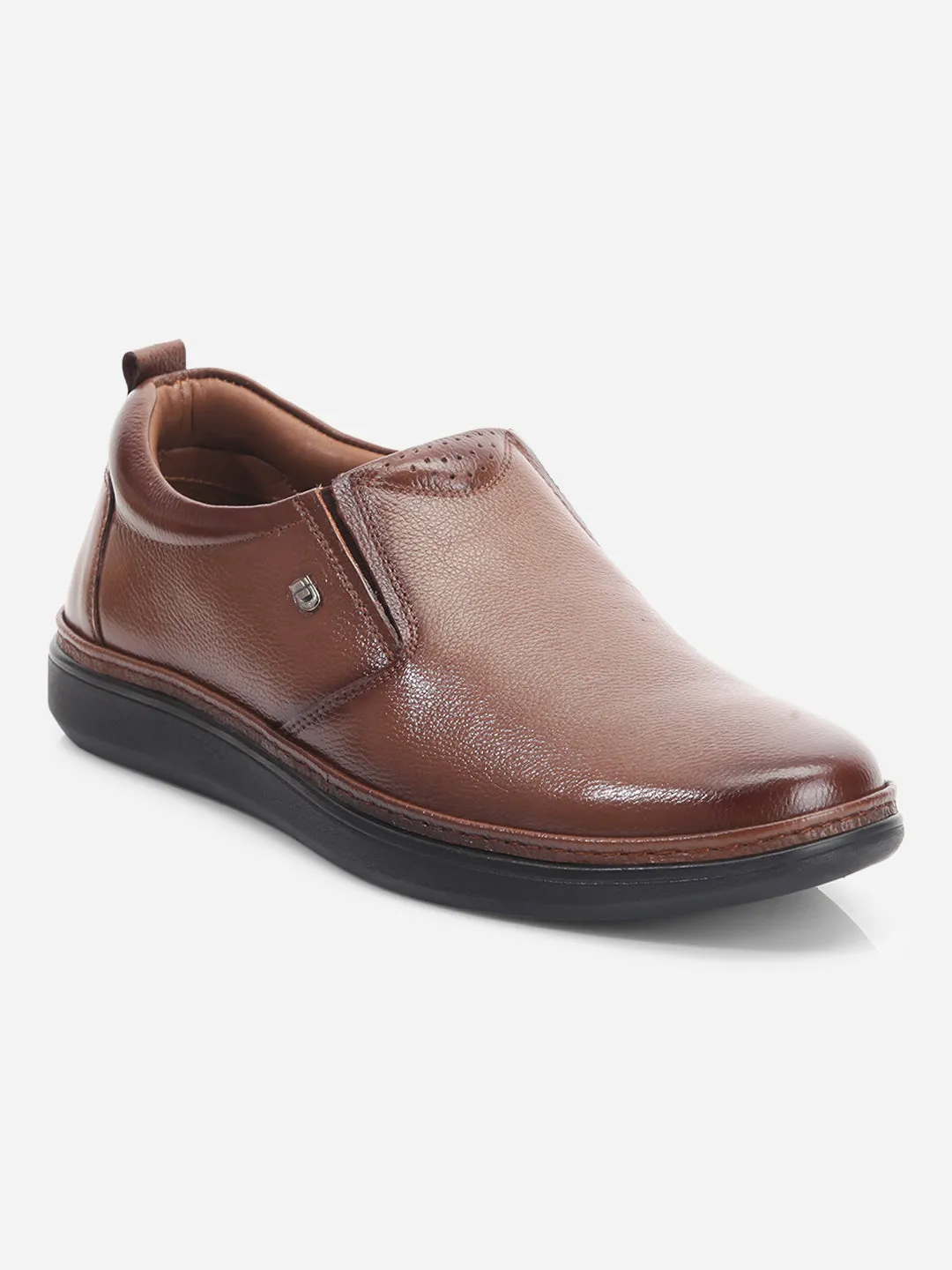 Men's Tan Round Toe Slip On Semi Formal (ID2225) Comfortable Walk Shine Keep