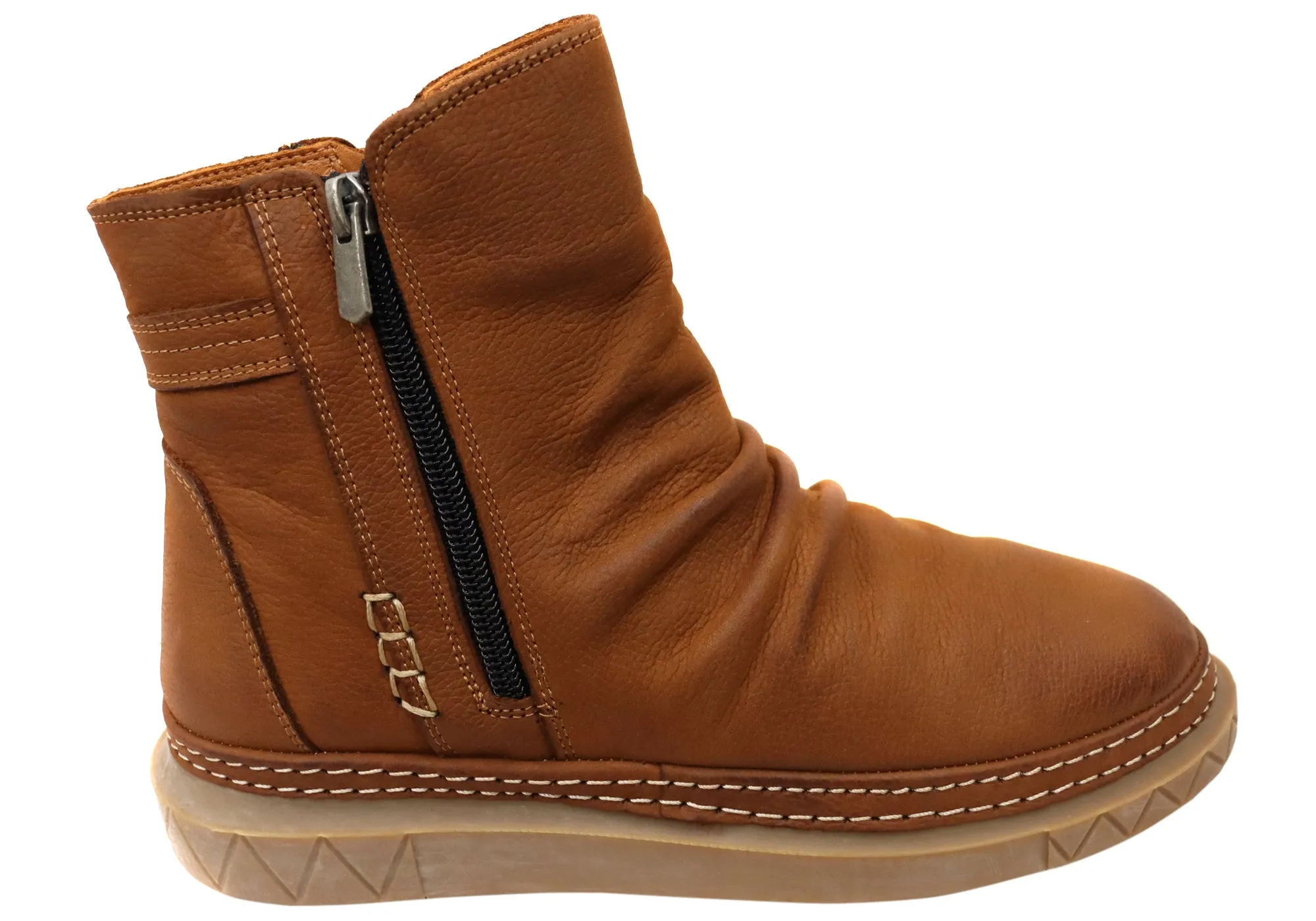 Orizonte Azuro Womens European Comfortable Leather Ankle Boots Minimalist Look