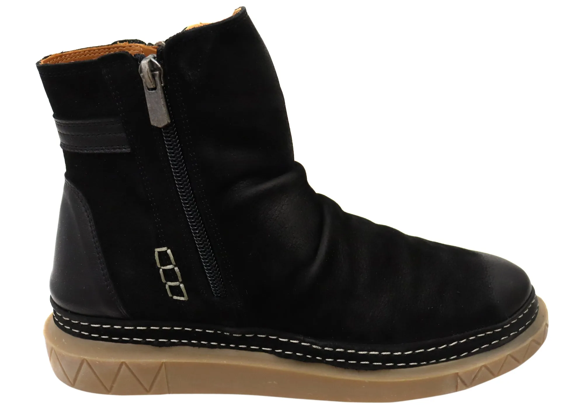 Orizonte Azuro Womens European Comfortable Leather Ankle Boots Suede Surface Wide Cut