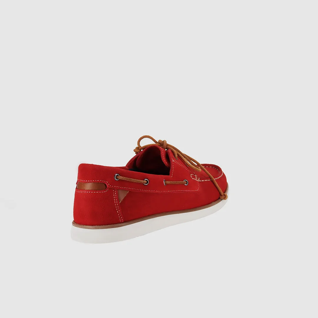 Move Comfort Brighton Boat Shoes Red Suede